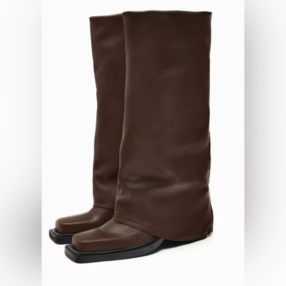 ZARA Leather Gaiter Boots